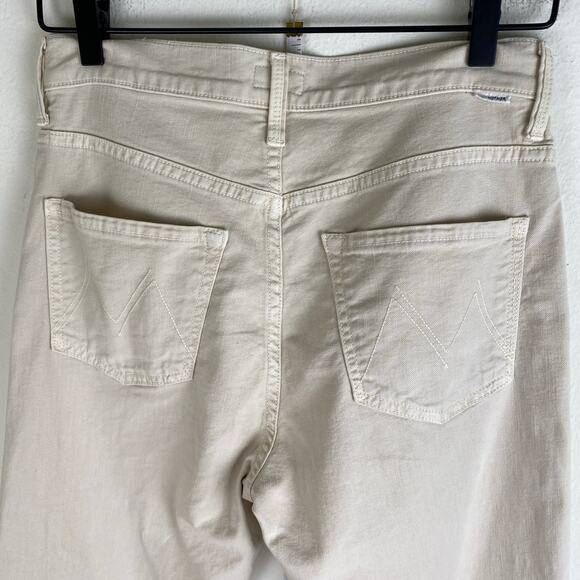 Mother The Ditcher Crop Size 25 Chalk Tapioca Beige Cream Relaxed Denim Jeans - Picture 11 of 16